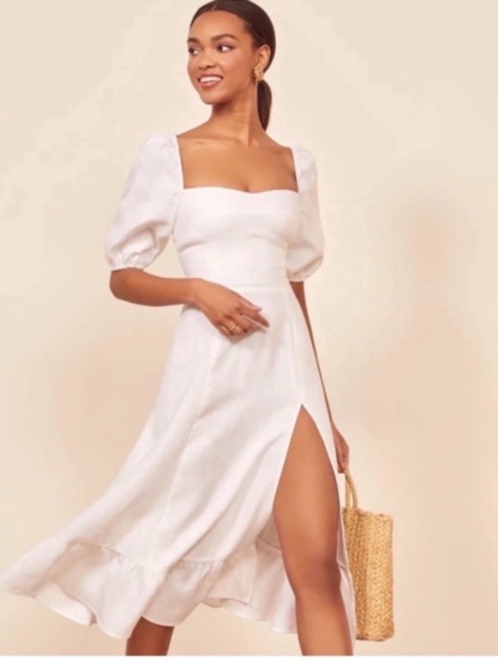 Reformation Belgium Linen Midi
Dress - White Sz 8
